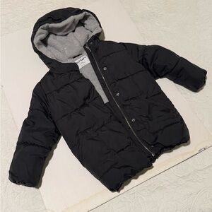 Old Navy Kids Black Puffer Coat with Gray Lining